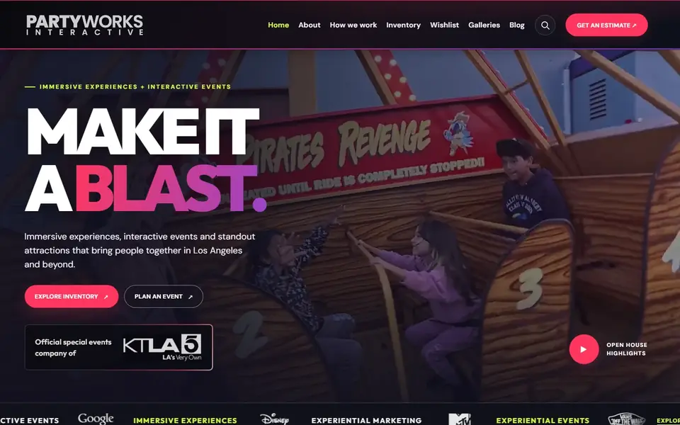 PartyWorks Interactive website