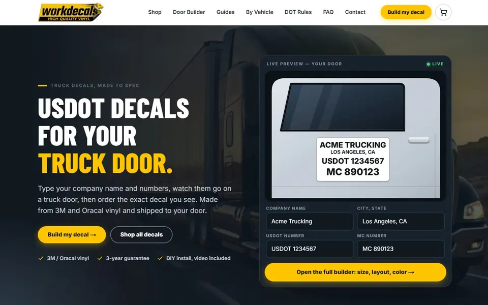 Work Decals website